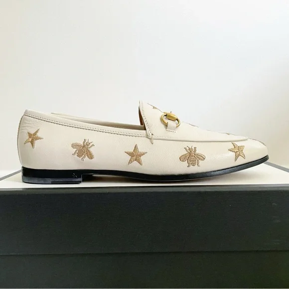 Gucci Bee Star Embroidered Leather Loafer White
Gold size 36.5 NEW - Picture 2 of 9